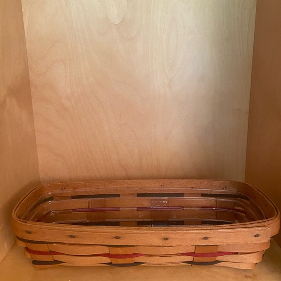 Handcrafted Woven Basket with Red and Brown Accents